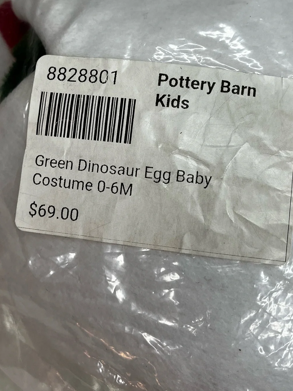 NWT Pottery Barn Kids Green T Rex Dino Egg Halloween Costume Baby Infant 0-6 mo
